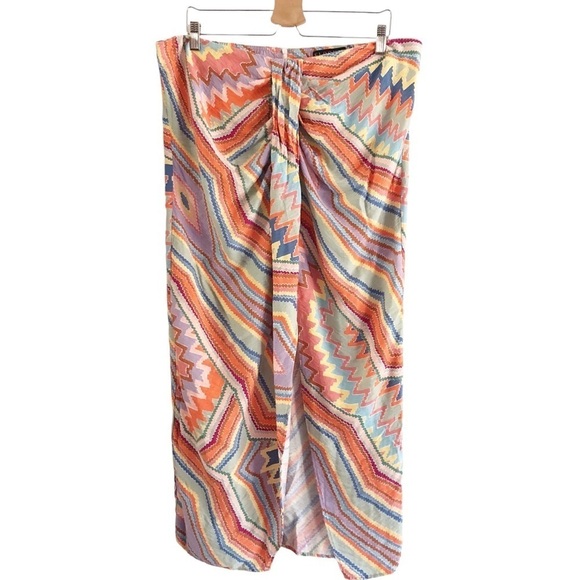 Eloquii Skirt Faux Wrap Boho Geometric Colorful Print Size 16 - Picture 3 of 12